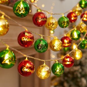 MIKE DUNBAR Romantic Christmas Tree Led Fairy Lights Cosy Hanging Electroplate Balls Pendants Simplicity Battery-operated Plastic Colorful Christmas Ball New Year Home Decor