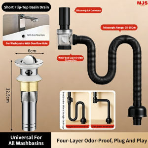 Universal Silicone Interface Basin Drain Anti-Insect Anti-Smell Flexible escopic Sink Waste Drain Hose