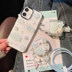 Feng shop เคสลายปลาดาว ครบเซ็ท 3ชุด    สำหรับ ไอโฟน11 i12 12pro 12proMax i13 13proMax i14 14plus 14proMax i15 15proMax i16 16pro 16plus 16promax เคสAirpods1/2/3/4/pro/ pro2 ชุดถนอมสายชาร์จ for iphone18w/20w/35w ลายหน้ารัก