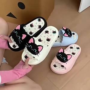 Cute Cartoon Cat WomenS Summer Indoor And Outdoor Personalized Non-Slip Bathroom Bathing CoupleS Thick-Soled Slippers