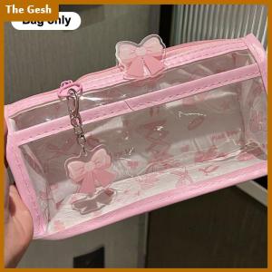[The Gesh] Cartoon Translucent Pencil Case Multi-layer Vertical Large-capacity Stationery Storage Bag School Supply Cosmetic Bag