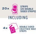 Veet Hair Removal Facial Wax Strip Normal/Sensitive 20s (Cold Wax Strips for Face, Upper lip, Cheeks& Chin). 
