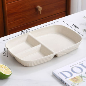 Wheat Straw Square Gridded Dinner Plate Compartment Plate Cleanable Reusable Palte Japanese Style Bento Plate