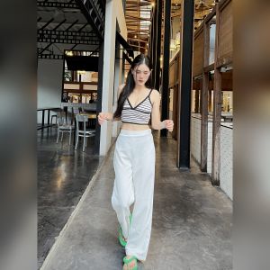 🌈 SpinnyHouse 🌈กางเกงขากระบอก ผ้าเปเป้  〰️ ช่วงหลังเป็นสม็อค รุ่น มิจัง กางเกงเปเป้ B-019-3-BB