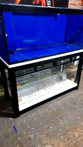 aquarium sumpfilter 100x40x40 8mm lengkap pipa2 dan pompa tinggal isi air aja sama media filter