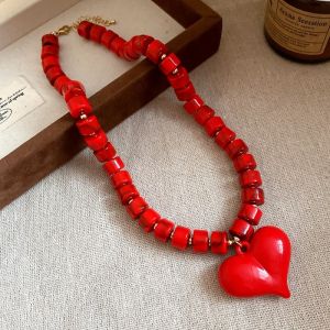 COVIEEZB Acrylic Dây chuyền trái tim tình yêu bằng acrylic Hạt tròn Vòng cổ choker Dây chuyền xương quai xanh nữ Sang trọng nhẹ nhàng Đồ trang sức Dây chuyền áo len Xuân Hè