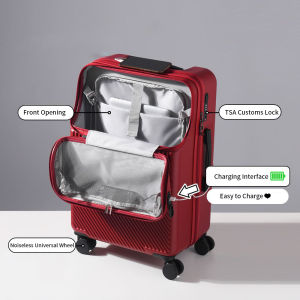 ZT Luggage กระเป๋าเดินทาง 20 นิ้วสามารถชาร์จได้ด้วย USBกระเป๋าเดินทางธุรกิจสำหรับผู้ชายแบบเปิดด้านหน้าแบบใหม่กุญแจรหัสรักษาความปลอดภัย TSA