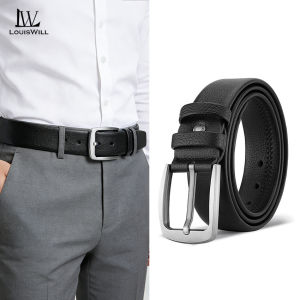 LouisWill Mens Belt Fashion Needle Buckle Belts Fiber Leather Belt Retro Business Belt 120cm Scratch Resistant Belts Litchi Pattern Belt Leisure Belt Gentlemen Belt for Men