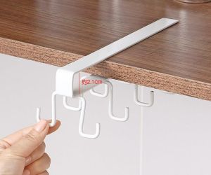 12 Hooks Storage Shelf Wardrobe Cabinet Metal Under Shelves Mug Cup Hanger Bathroom Kitchen Organizer Hanging Rack