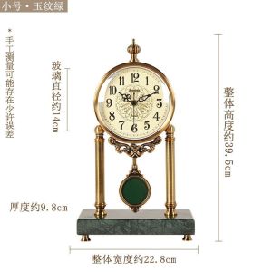 Vintage Style Clocks Desk Clock Vintage European Style Metal Clock for Living Room Home Decorative Light Luxury Desktop Ornament Table Clock Desk Clock Vintage