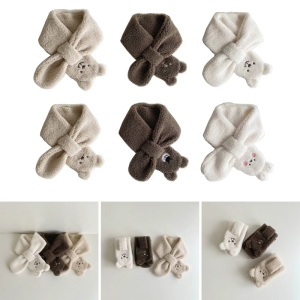 ผ้าพันคอเด็กลายหมีตัวการ์ตูนน่ารักผ้าพันคออุ่นและอุ่นสบายผ้าพันคอสำหรับฤดูใบไม้ร่วงฤดูหนาวอุปกรณ์เสริมสำหรับอาบน้ำของขวัญสำหรับ2Y + เด็กชายและเด็กหญิง