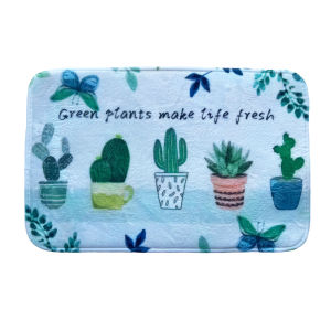 พรมเช็ดเท้าฟองน้ำลายกระบองเพชร ขนาด 40x60 ซม. พรมเช็ดเท้า พรมขนนุ่ม พรมกันลื่น พรมหน้าประตู พรมสี่เหลี่ยม พรมปูพื้น พรม