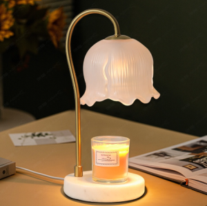 SG Candle Warmer Lamp Lily of The Valley with Marble Base Crystal Lamp Shade Dimmable Light Control with Timer