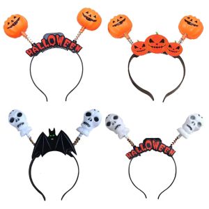 Cosplay Costume Skull Pumpkin Headband Halloween Glowing Costume Role for Play Party Supplies Carnival Dress-up HeadPiec