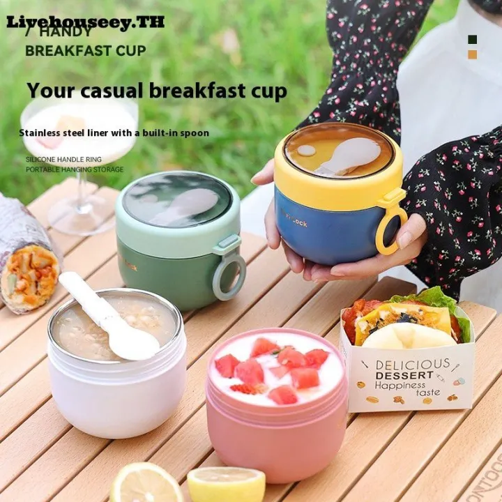 💖💖💖Livehouseey กล่องข้าวสเตนเลสสตีลขนาด 600 มล. สำหรับใส่อาหารร้อน ...