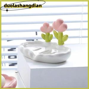 [Duola] Creative Floral Soap Box Draining Non-slip Soap Dish Bathroom Accessories Sea White Soap Holder For Home Bath