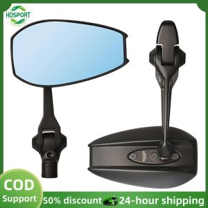 【HOSPORT】2Pcs Motorcycle Rear View Mirrors White/Blue Lens Anti-Glare HandleBar Side View Mirror for Street Bicycle Motorbikes【1-3 days delivery】