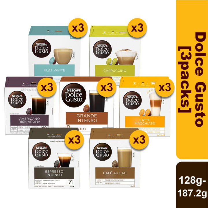 NESCAFE DOLCE GUSTO Coffee Capsules Assorted Flavors 128g x 3 Packs