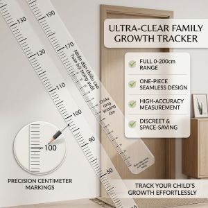 Height Marker Wall Sticker Cartoon Height Measurement Decal Transparent Kids Growth Chart Cute Bedroom Wall Decor Practical Family Home Decoration