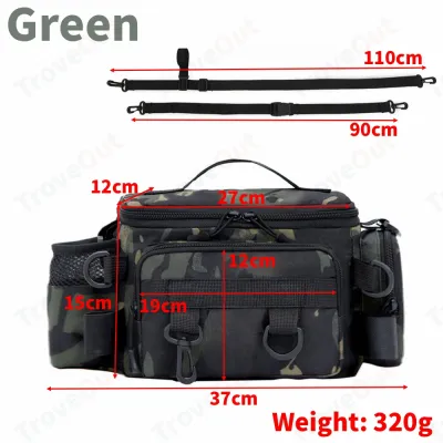 Lure Fishing Bag Multifunctional Large Capacity Shoulder Bag for Fishing Rod Plier Gripper Reel Baits Box