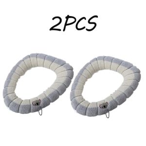 2PCS Cushion Warm Toilet Seat Cover Mat Toilet Pad with Handle Thicker Soft Washable