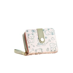 Cat Zipper Zero Wallet Lightweight Fabric Folding Wallet Multi-Function Card Slot Cash Organizer Portable Wallet搭扣钱包
