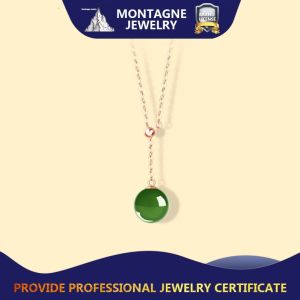 Montagne Jewelry 18K Pure Gold Necklace Y necklace Design Fine Jewellery Natural Green Jade Pendant Fashion Necklace