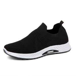 Mens Slip On Sneakers Breathable Causal Shoes Mens Light Loafers Shoes Black Mesh Comfortable Driving Shoes
