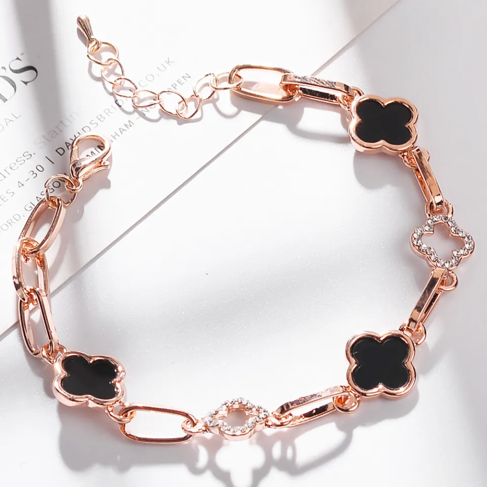 ZHUOHUA Top Luxury Crystal Four-Leaf Clover Charm Bracelet Fashion