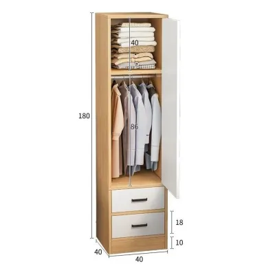 Wardrobe Simple Modern Assembly Bedroom Sliding Door Solid Wood Cabinet Wardrobe