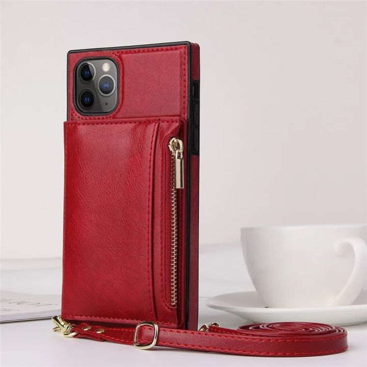 Quxis Square Zipper Leather Crossbody Case for IPhone 15 14 13 11 Pro
