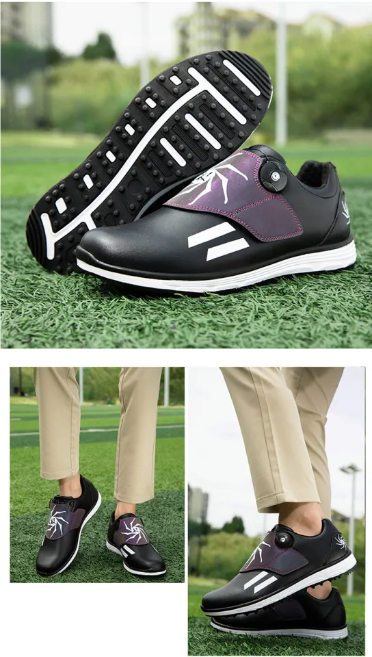 Mens Professional Golf Shoes Rotating Buckle Breathable Comfy Non