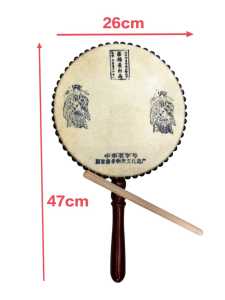 Carved wooden drum/gong for pray 木雕牛皮鼓/锣/鼓