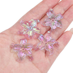 4Pcs 30X30Mm Acrylic Đầy Màu Sắc Năm Cánh Hoa hạt hình hoa Charms Cho Vòng tay thủ công Vòng Cổ Keychain Tự Làm Thủ Công Phụ kiện làm đồ trang sức