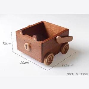 OnlyF U 1pc Bear Storage Car Solid Wood Handheld Basket Desktop Remote Control Cosmetics Storage Solid Wood Storage 9N5Q1