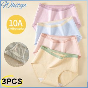 3PCS กางเกงในสาวผ้าฝ้ายนุ่ม กางเกงในเอวกลางดอกไม้หวาน กางเกงในแบคทีเรีย