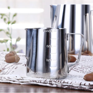 เหยือกตีฟองนม มีสเกล สีเงิน 350ML/550ML/900MLพิชเชอร์ ถ้วยตีฟองนม ถ้วยตวงนม แก้วพิชเชอร์ สแตนเลส เหยือกกาแฟ กาแฟลาเวนเดอร์ Stainless Milk Pitcher