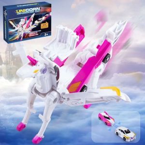 ALLUCK Winged Pegasus Car Transforms Into Unicorn Toy Childrens Toy Inertial Sliding Impact Deformed Creative Plastic Racing Car
