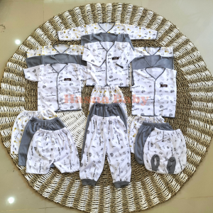 Paket 18Pcs Setelan Baju Bayi Baru Lahir Kekinian Seri Abu -JL Baby
