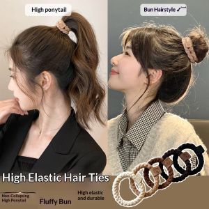 Ief dễ thương thiết kế hình gấu bện dây buộc tóc với độ co giãn cao và vải bền cho phụ nữ