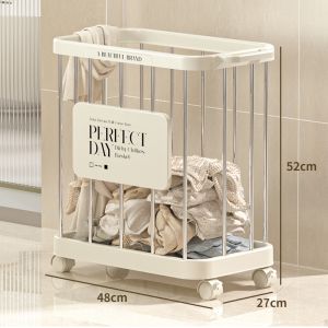 JIVARA ตะกร้าเก็บเสื่อโยคะ ตะกร้าซักผ้าในบ้าน มีล้อเคลื่อนย้ายได้ ตะกร้า อเนกประสงค์ ตะกร้าเก็บอุปกรณ์กีฬา รถเข็นเก็บของเล่น ตะกร้าซักผ้า ลังเก็บของ