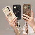 เคสโทรศัพท์ Samsung Galaxy S24 Ultra + Plus 5G 4G 3D ลายการ์ตูนเคสปกป้องเลนส์รูปหมียิ้มมีสไตล์ฝาครอบซิลิโคนนิ่มป้องกันการกระแทกพร้อมสายคล้อง2024. 