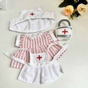 Baby clothes only] Annoying duck plush series baby clothes blind box small yellow duck doll clothes striped nurse suit set