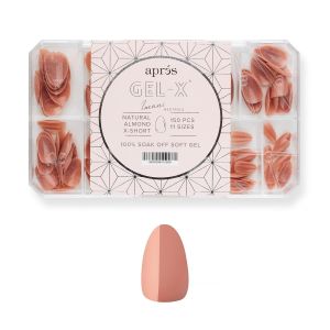Bộ móng tay giả Apres Neutrals Gel-X Imani 11 kích cỡ từ 00 đến 9 hộp chứa móng tay giả làm từ gel mềm (150 chiếc) (Màu tự nhiên dáng hạnh nhân siêu ngắn 150 chiếc).