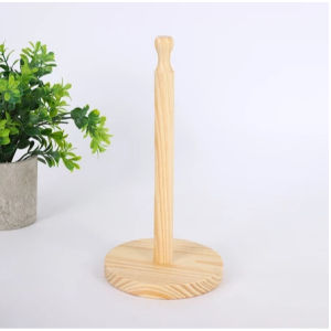 Wood Paper Towel Holder Countertop Kitchen Free-Standing Paper Towel Holder Stand Wooden Tissue Hold