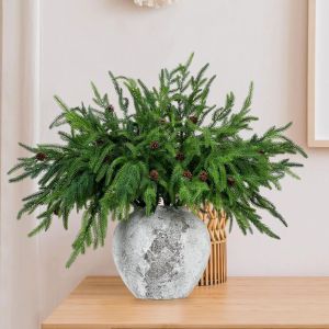 TUO29 Vòng hoa Tự làm Cành thông norfolk nhân tạo Nón thông giả Thủ công Kim thông mô phỏng Đạo cụ chụp ảnh Thực tế Cây nhựa nhân tạo Trang trí nhà cửa giáng sinh