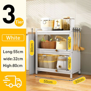 4/5layer Kitchen Cabinet Microwave Oven Rack Storage Shelves With Door Multifunctional shelf Cabinet Rak Dapur 厨房置物架