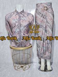 Couple Batik Rok Lilit Dan Kemeja Lengan Panjang Sangat Cocok Untuk Acara Kondangan Pesta Wisuda Seragaman Keluarga