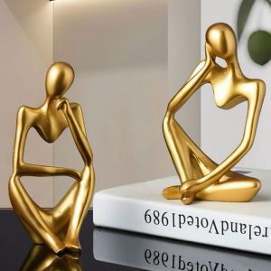 Mini Thinker Statue Gift Resin Set Sculpture Figurine Home Decor Statues Modern Bookcase Decor Artwork Decor Desktop Ornament Decorations Mold Accessories Crafts
