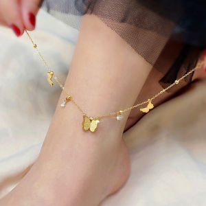 OYJR Butterfly Gold Chain Anklet for Women Non Tarnish Non Fade Angklet Fashion Jewellery Gift